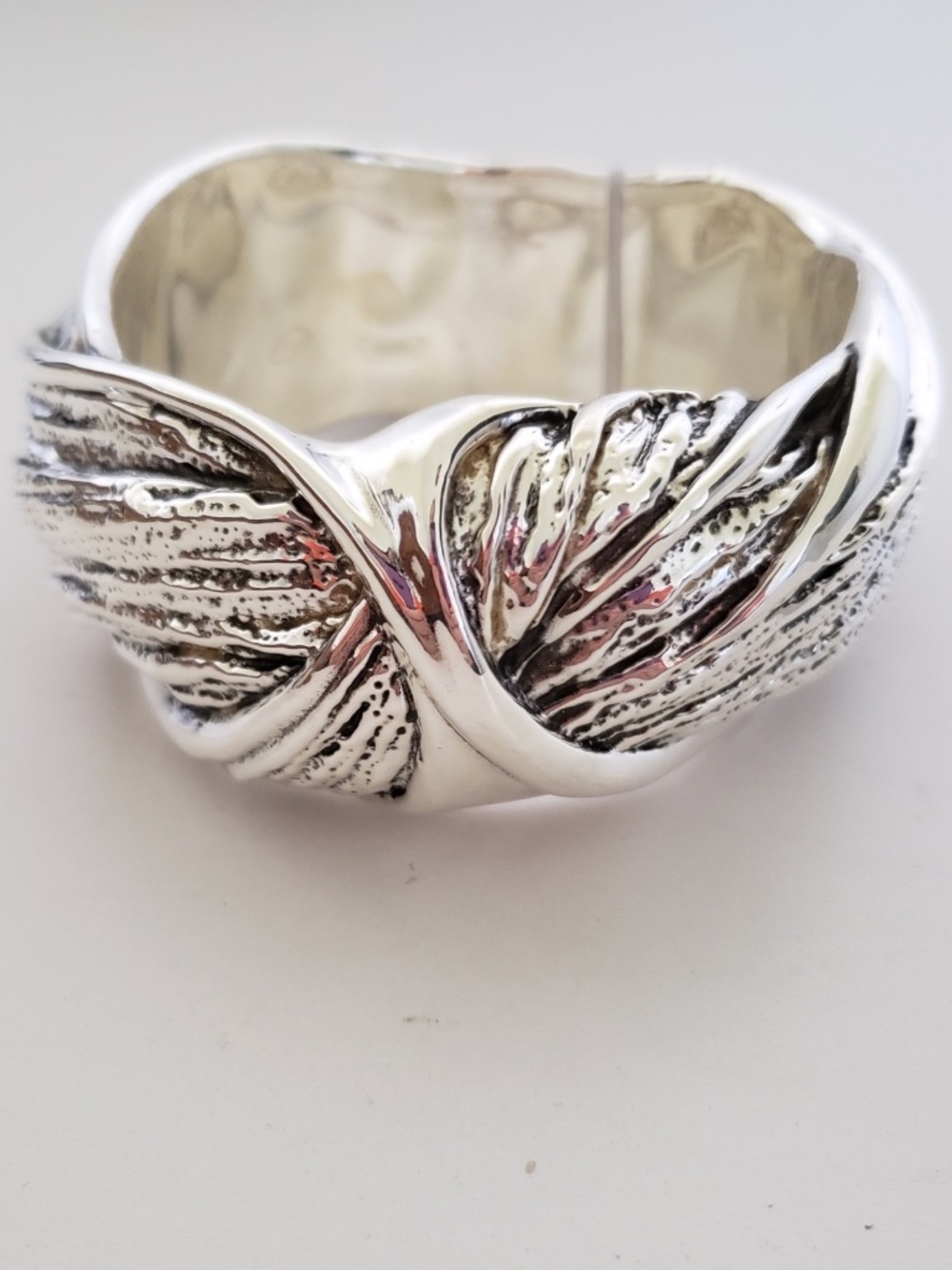 Shablool 925 Sterling Silver Textured Bangle Bracelet 8.25"